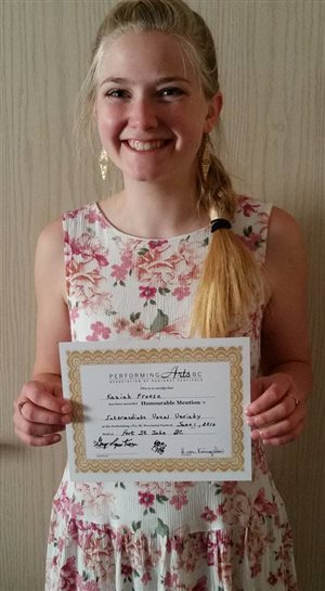 Keziah Froese BC Performing Arts Provincials 2016 - Honorable Mention
